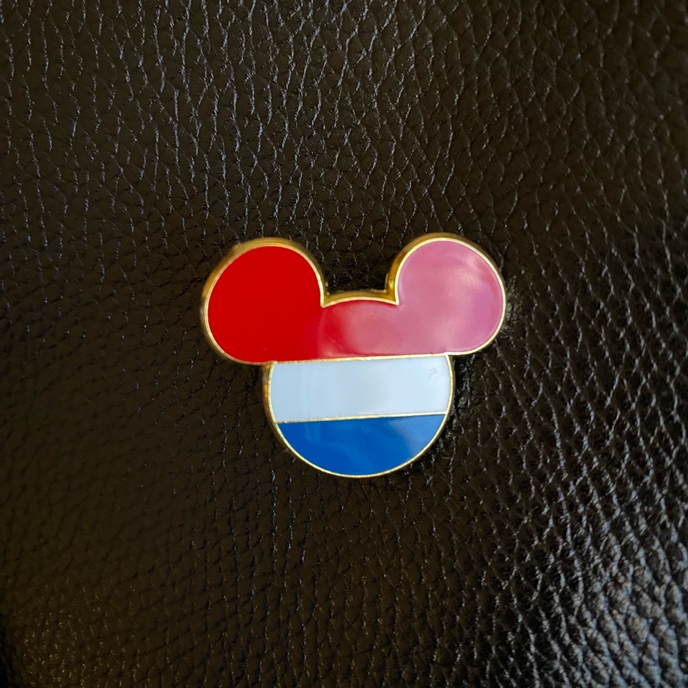 (3/$30) Official Disney Paris Trading Pin: Mickey Mouse Head French Flag
